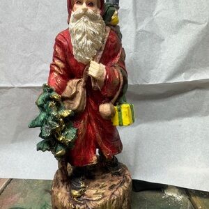 VINTAGE Santa Claus Figurine in RED with Tree and Toy Sack Christmas Decoration